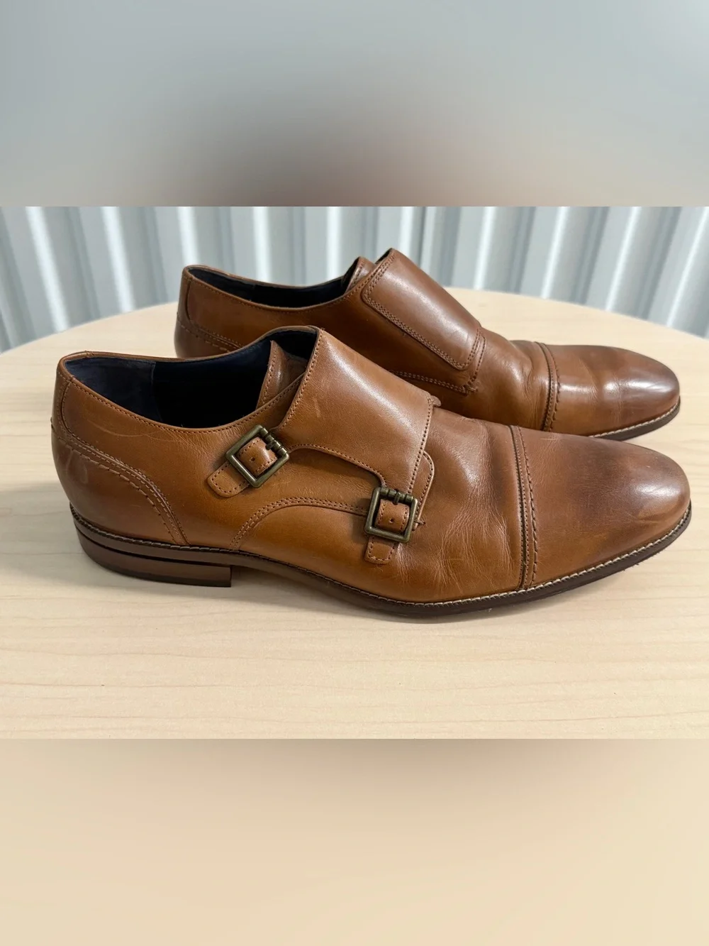 Cole Haan Men's Double Monk Strap Leather Shoes - Brown - Size 13 (US)